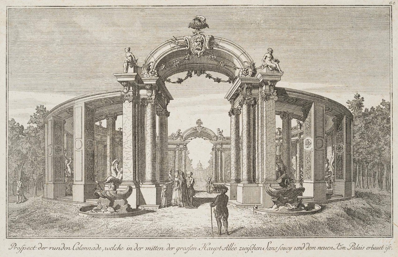 Ansicht der Kolonnaden im Schlosspark von Sanssouci in Potsdam