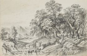 Landschaft mit belebter Landstraße