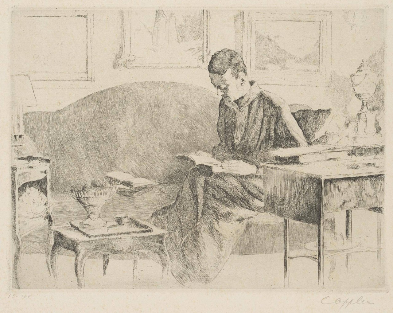Porträt des Kunsthistorikers Charles F. Förster bei der Lektüre