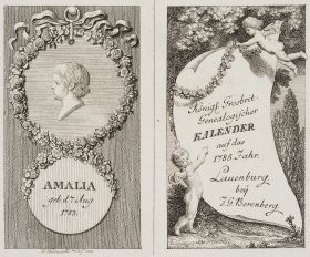 Titel und Portrait zum Lauenburger genealogischen Kalender auf das 1785. Jahr