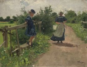 Zwei Frauen am Feldweg