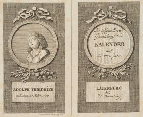 Titel und Portrait zum Lauenburger Calender auf das 1782. Jahr, Bogen