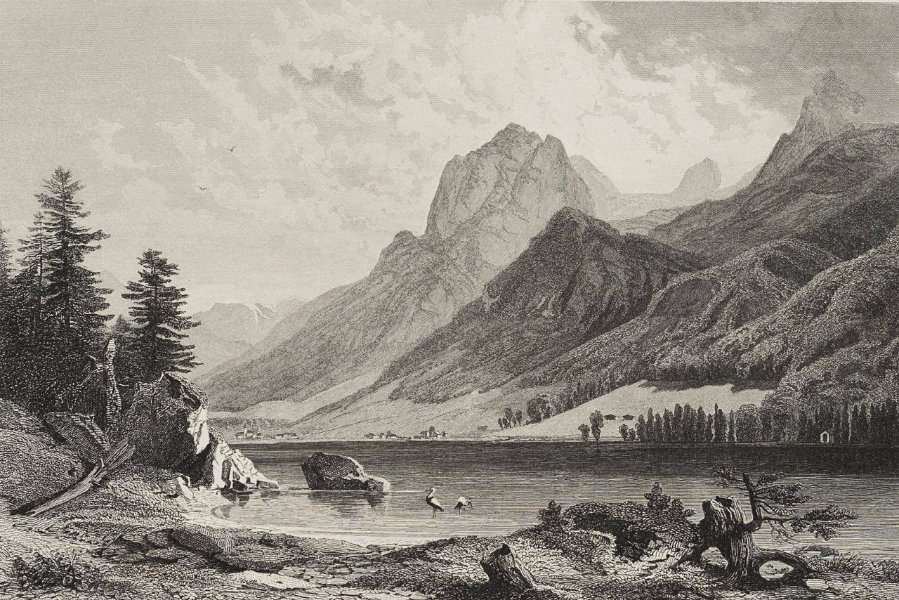Nach F.Würthle, Landschaft am Hintersee bei Ramsau