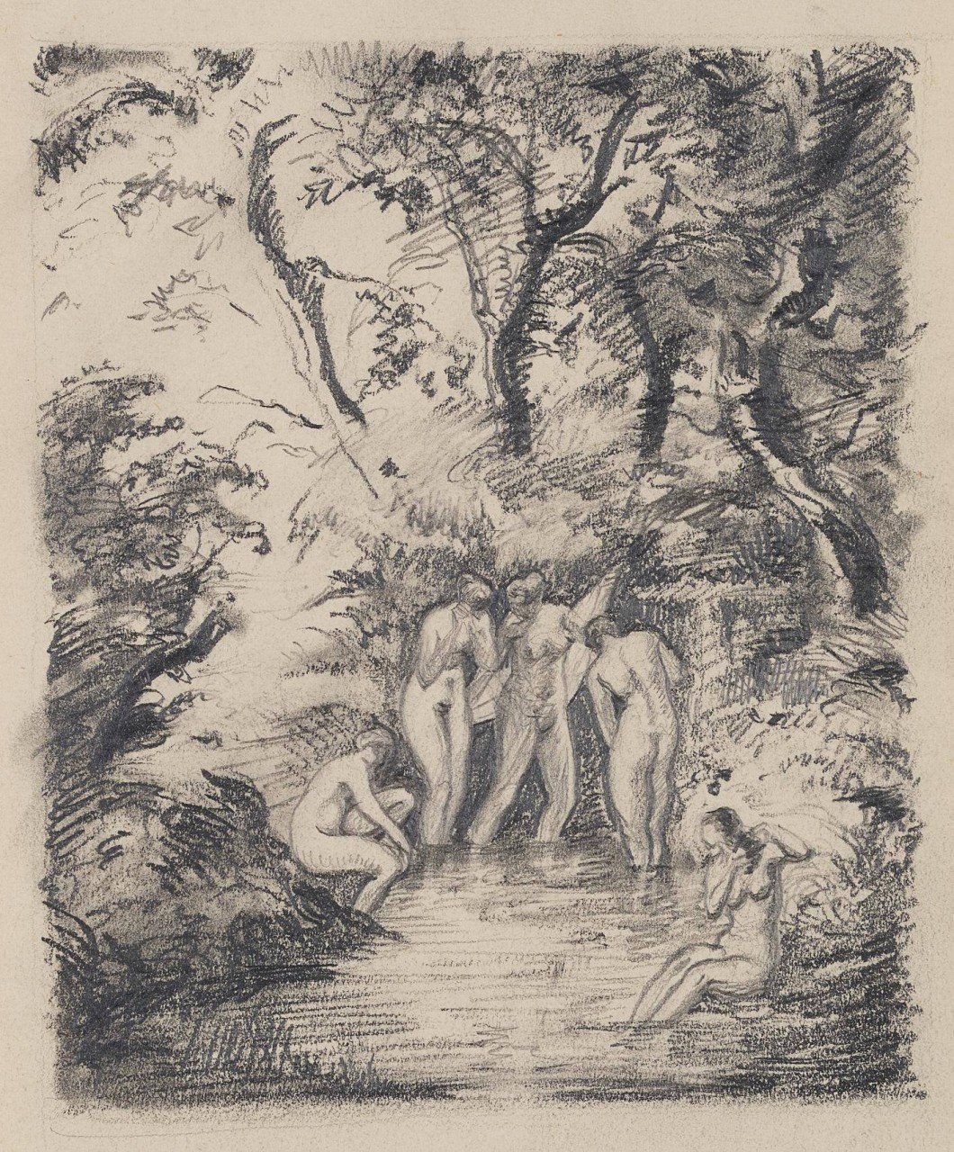 Badende im Teich II