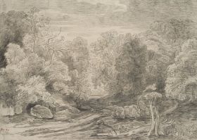 Waldlandschaft mit gewundenem Weg im Chigi-Park in Ariccia